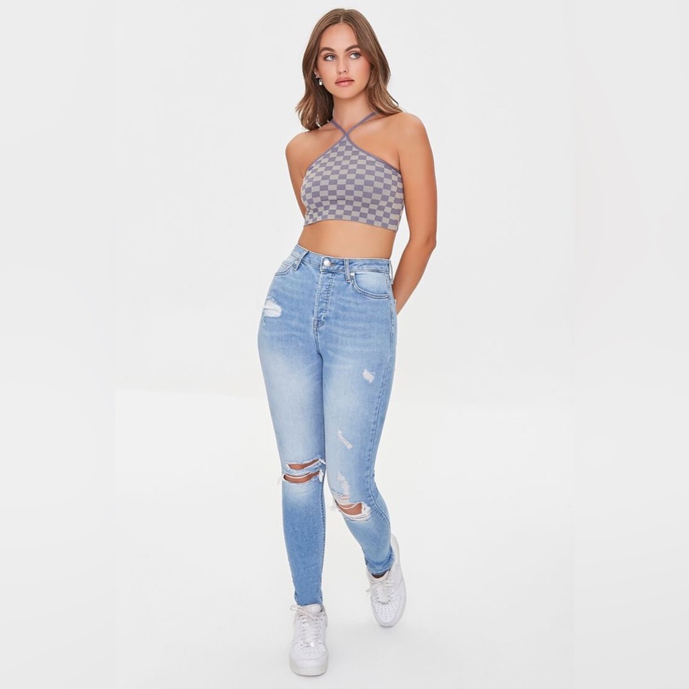 Forever 21 light wash ripped skinny jeans